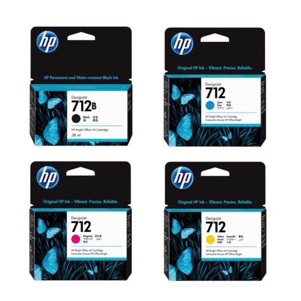 画像1: HP 712 712B 純正インク ブラック/カラー 4色セット 38/29mL 各1 計4個 | (1)