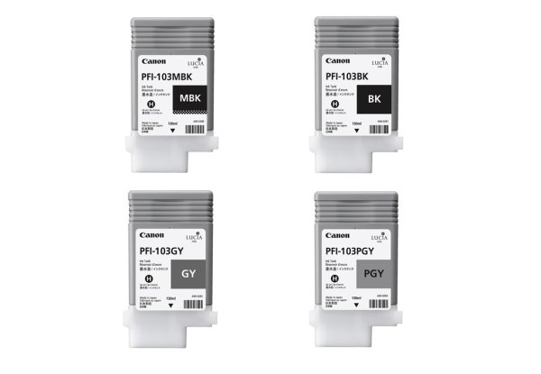 画像1: キヤノン 純正インクタンク PFI-103 シリーズ全4色（MBK/BK/GY/PGY)セット (1)